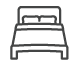 Simple black and white line drawing of a bed with a headboard, two pillows, and a blanket—perfect for evoking the timeless elegance of an Abingdon Manor Master Suite.