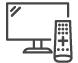 Simple line drawing of a flat-screen television with a remote control placed in front of it, as found in the Abingdon Manor Master Suite.